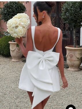 Carrie BABY BOO Ivory Bow Back Mini Dress